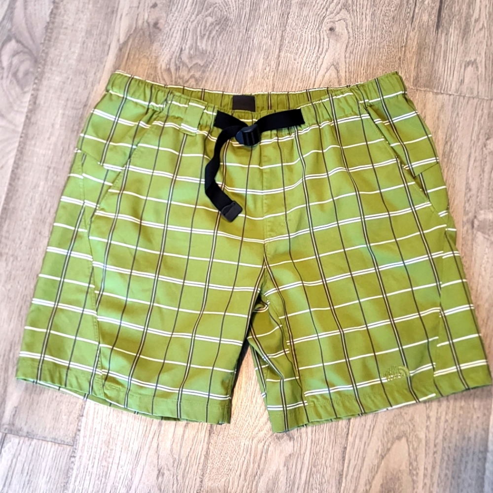The North Face Green Plaid Hybrid Shorts